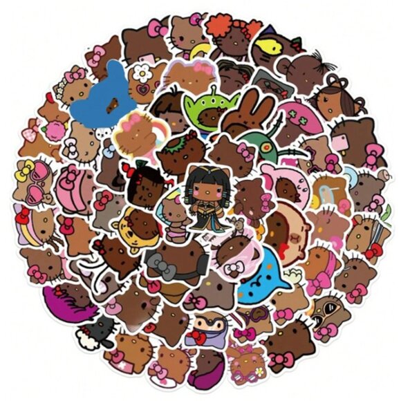 SANRIO Hello Kitty (Brown Skin) Cartoon Stickers (20 pc) SUPER CUTE! - Picture 4 of 8